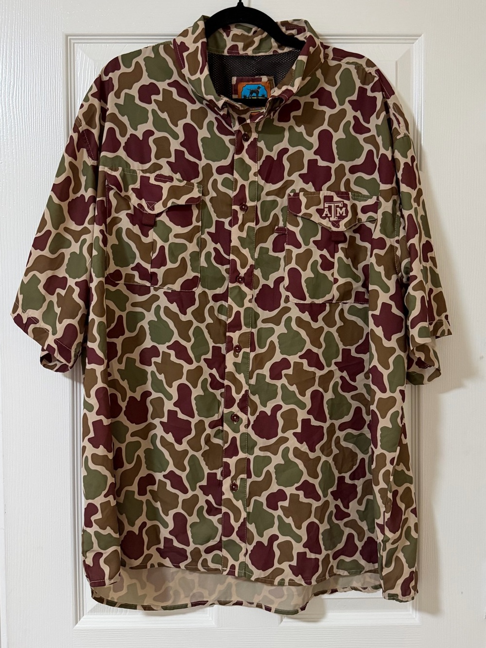 Men's Short-Sleeve Camo Print Button Up